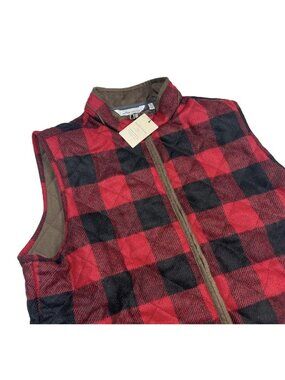 Peter Millar Vest Mens Medium Crown Essex Shetland Wool Red Black Plaid Quilted